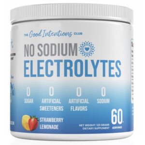 Low Sodium Electrolyte Powder in Strawberry Lemonade flavor, premium import from Curat Cart, perfect for hydration. Enjoy 60 servings.