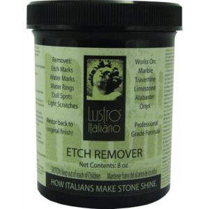 Authentic Lustro Italiano Etch Remover, 8 oz, effectively restores marble and stone surfaces to their original shine.