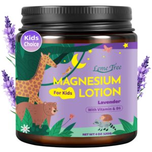 Premium imported Magnesium Lotion for Kids in lavender scent, featuring a playful design. Available at Curat Cart.