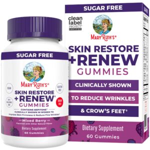 MaryRuth's Skin Restore Gummies, a premium imported dietary supplement, clinically shown to reduce wrinkles and improve skin firmness. Available at Curat Cart.