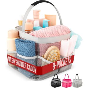 Discover the 100% genuine Masirs Mesh Shower Caddy Organizer with 9 pockets for ultimate bathroom storage.