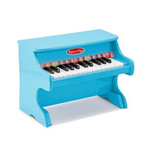 Discover the authentic Melissa & Doug Learn-to-Play Piano, a charming bright blue toy designed for young musicians.