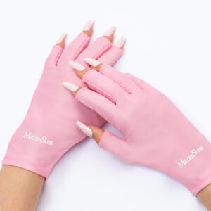 Premium imported MelodySusie UV protection gloves in pink, perfect for skincare enthusiasts. Available at Curat Cart.