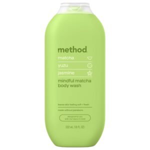 Mindful Matcha Body Wash by Method, a premium imported product, leaves skin soft and fresh. Available at Curat Cart.