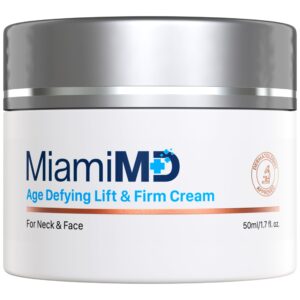 Genuine MiamiMD Age Defying Lift & Firm Cream for Neck & Face, 50ml, dermatologically approved for quality assurance.