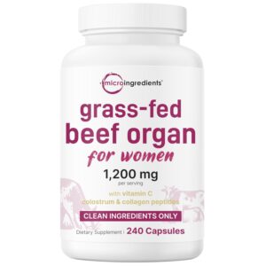 Premium imported Micro Ingredients Beef Organ Supplement, 240 capsules, enriched with vitamin C for women's health. Available at Curat Cart.