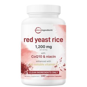Discover Micro Ingredients Red Yeast Rice, a premium import with CoQ10 and niacin in clean vegetarian capsules. Available at Curat Cart.