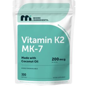 Discover Micro Ingredients Vitamin K2 MK-7, a premium imported dietary supplement with coconut oil for enhanced absorption. Available at Curat Cart.