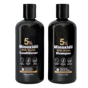 Premium imported Minoxidil Shampoo and Conditioner set with biotin, strengthens hair and reduces hair loss. Available at Curat Cart.