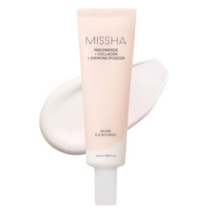 Discover the premium imported MISSHA M BB Boomer Face Primer with niacinamide and collagen, available at Curat Cart. Perfect for a radiant glow.