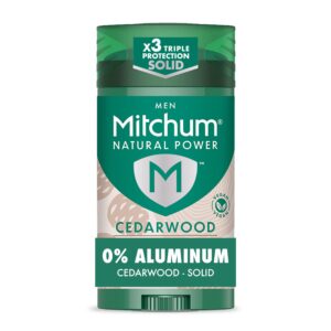 Mitchum Natural Power Cedarwood deodorant offers premium imported freshness with 0% aluminum, available at Curat Cart.