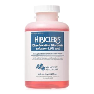 Hibiclens Antiseptic Liquid, a premium imported antiseptic skin cleanser, available at Curat Cart. Ideal for effective antimicrobial care.