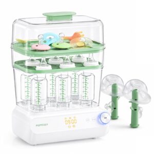 Premium imported Momcozy Bottle Sterilizer and Dryer with sleek design, ideal for safe hygiene. Available at Curat Cart.