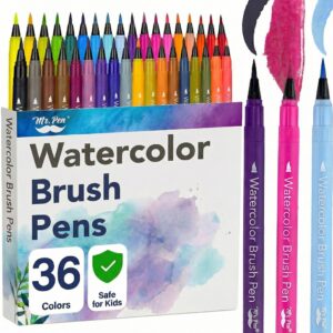 Mr. Pen Watercolor Brush Pens feature 36 vibrant colors in premium imported packaging, perfect for artists and safe for kids. Curat Cart.
