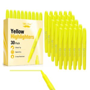Mr. Pen Yellow Highlighters, premium imported 30 pack with chisel tip, quick-dry and smear-resistant. Available at Curat Cart.
