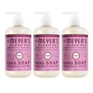Discover Mrs. Meyer's Hand Soap Peony, a premium import with olive oil and aloe vera, available at Curat Cart for a fresh home experience.