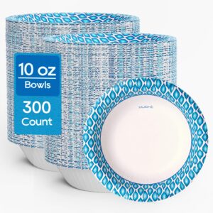 MUCHII Paper Bowls, premium imported 10 oz size, 300 count, ideal for stylish serving. Available at Curat Cart.