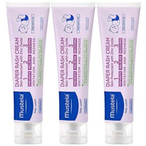 Authentic Mustela Baby Diaper Rash Cream in three tubes, designed for soothing irritation and redness effectively.