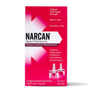 NARCAN Nasal Spray 4 mg, a premium import for opioid overdose treatment, available at Curat Cart. Quick and easy emergency solution.