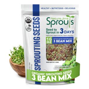 Nature Jim's 3-Bean Mix Seeds, a premium imported product, features organic sprouting seeds for healthy nutrition. Available at Curat Cart.
