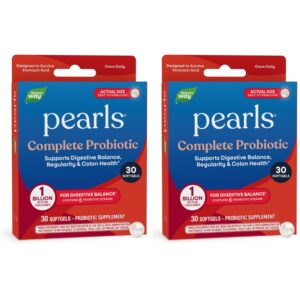 Nature's Way Probiotic Pearls: 100% genuine softgels support digestive balance and colon health, 30 in each box.