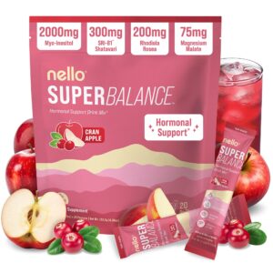 Nello Superbalance Hormonal Support, featuring a cranberry apple flavor, 100% genuine supplement in vibrant packaging.
