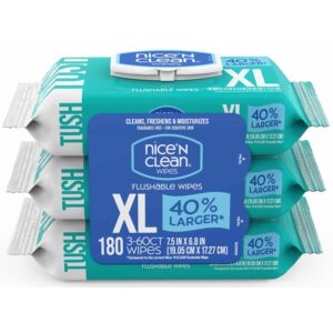 Nice 'N CLEAN Flushable Wipes, premium imported wipes for sensitive skin, available at Curat Cart. Experience freshness and convenience.
