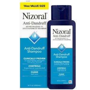 Nizoral Anti-Dandruff Shampoo, 14oz value size, clinically proven to control dandruff and itching for clean, healthy hair.