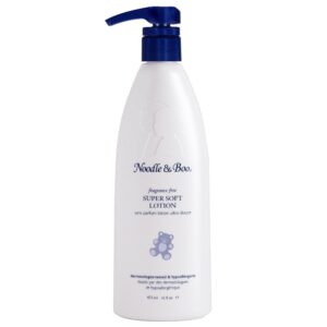 Noodle & Boo Super Soft Lotion, a premium imported product, offers gentle, fragrance-free hydration. Available at Curat Cart.