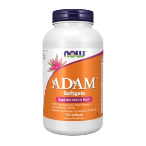 100% Genuine NOW Foods ADAM Softgels, a superior men's multivitamin with essential nutrients, 180 softgels per bottle.