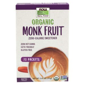 NOW Foods Organic Monk Fruit is a genuine zero-calorie sweetener, keto-friendly, and gluten-free, perfect for healthy lifestyles.