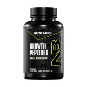NutraBio Growth Peptides Muscle Accelerator, premium imported dietary supplement for muscle growth, available at Curat Cart.