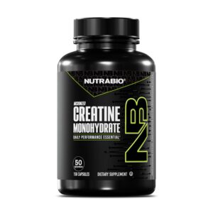 NutraBio Pure Creatine Monohydrate Capsules offer premium imported performance enhancement. Available at Curat Cart.