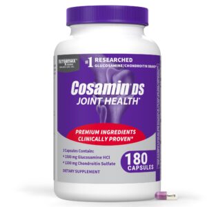 Authentic Nutramax Cosamin DS Joint Supplement with 180 capsules, featuring premium ingredients for joint health.