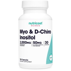 Authentic Nutricost Myo & D-Chiro Inositol, 120 capsules, supports women's health with 2000mg per serving.