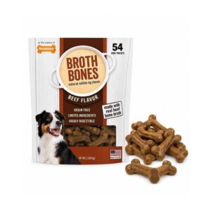 Nylabone Beef Broth Bones offer a premium imported dog treat, made with real beef bone broth, available at Curat Cart.