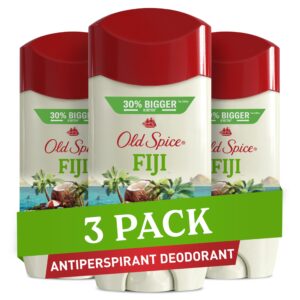 100% Genuine Old Spice Fiji Antiperspirant Deodorant, 3 pack, offering freshness and confidence all day.