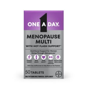 Authentic One A Day Women's Menopause Multivitamin, 50 tablets, supports bone health and reduces hot flashes.