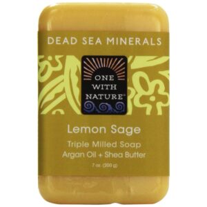 Discover the authenticity of One With Nature's Lemon Sage Dead Sea Soap, enriched with argan oil and shea butter.