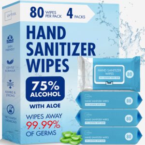 OPTEEL Hand Sanitizer Wipes, a premium import with 75% alcohol and aloe, wipes away 99.99% of germs. Available at Curat Cart.