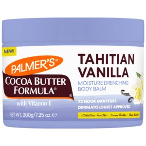 Discover the premium imported Palmers Cocoa Butter Body Balm in Tahitian Vanilla, offering 72-hour moisture at Curat Cart.