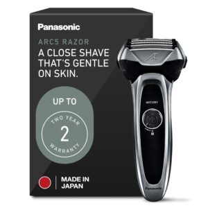 Experience the Panasonic ARC5 Electric Razor, a genuine product offering a close, gentle shave, backed by a two-year warranty.