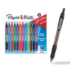 Discover the premium imported Paper Mate Profile Ballpoint Pens set, featuring 12 vibrant colors for smooth writing. Available at Curat Cart.