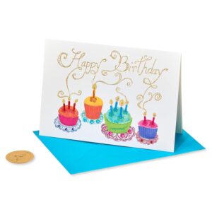 Celebrate with this premium imported Papyrus Birthday Card featuring colorful cupcakes and festive candles, available at Curat Cart.