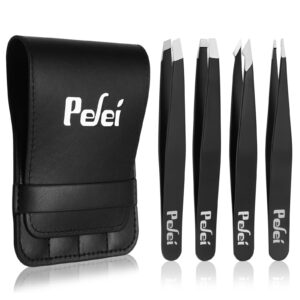 Discover the Pefei Tweezers Set, featuring four precision tools in a sleek case. 100% genuine for all your grooming needs.