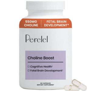 Perelel Women's Prenatal Choline offers 550mg of choline for cognitive health and fetal brain development. Premium import available at Curat Cart.