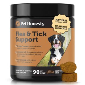 Premium imported Pet Honesty Flea and Tick Chews promote natural relief from pests. Available at Curat Cart for healthy pets.