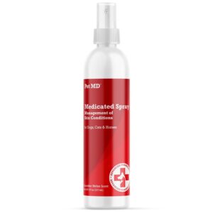 Premium imported Pet MD Topical Spray for effective management of skin conditions in dogs, cats, and horses. Available at Curat Cart.