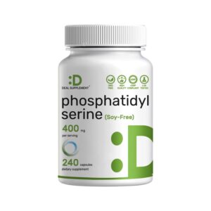 Premium imported phosphatidylserine supplement from Curat Cart, featuring 400 mg per serving in 240 capsules, soy-free.