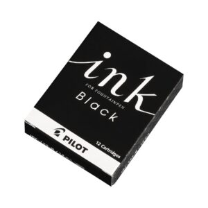 Premium imported Pilot Fountain Pen Ink Cartridge pack, featuring 12 black cartridges. Available at Curat Cart.